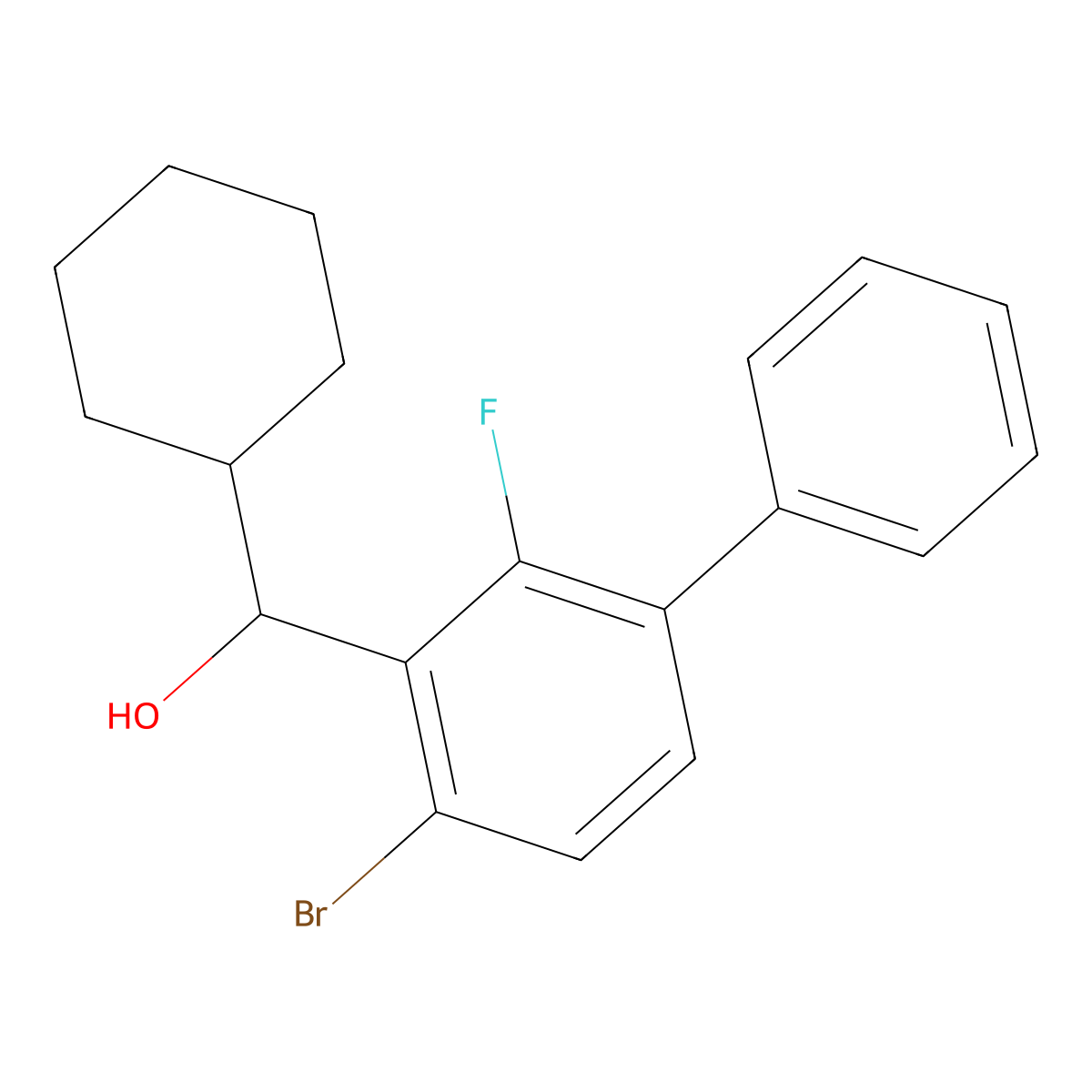 (4-Bromo-2-fluoro-[1,1'-biphenyl]-3-yl)(cyclohexyl)methanol molecular structure, CAS 2969471-71-2