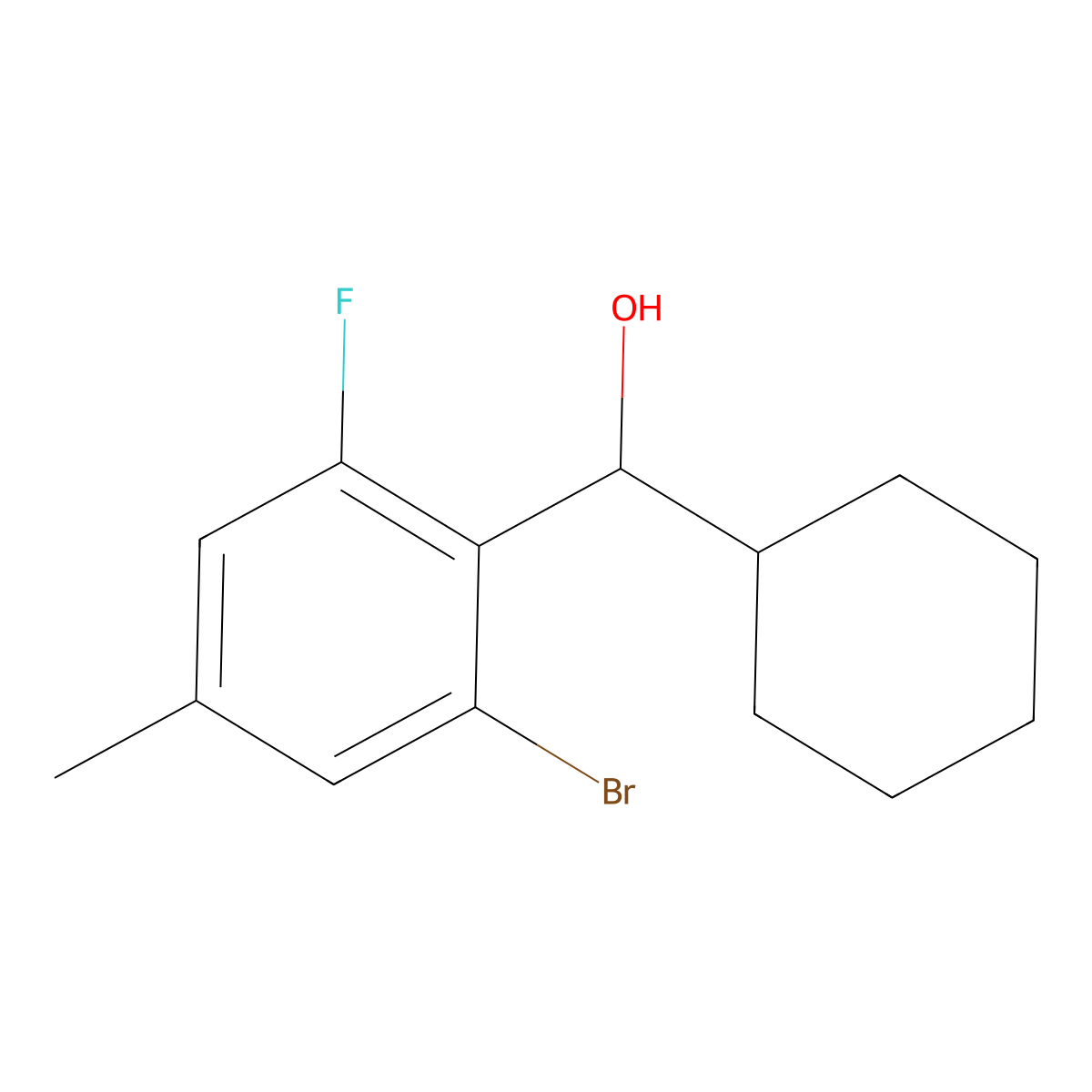 (2-Bromo-6-fluoro-4-methylphenyl)(cyclohexyl)methanol molecular structure, CAS 2969471-78-9