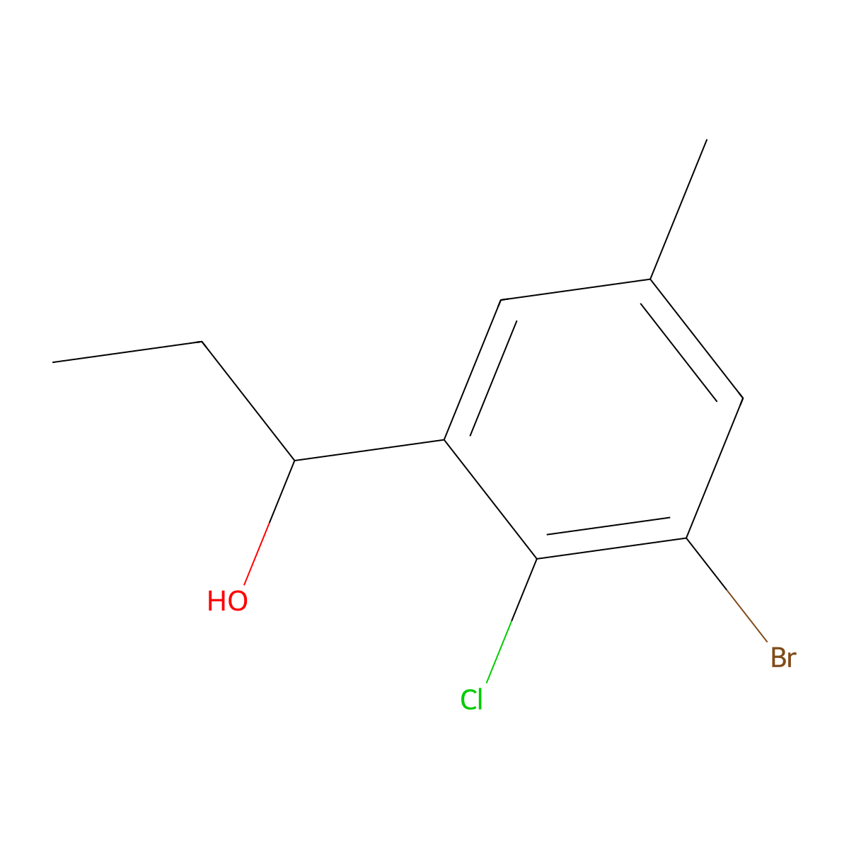 1-(3-Bromo-2-chloro-5-methylphenyl)propan-1-ol molecular structure, CAS 2969471-89-2