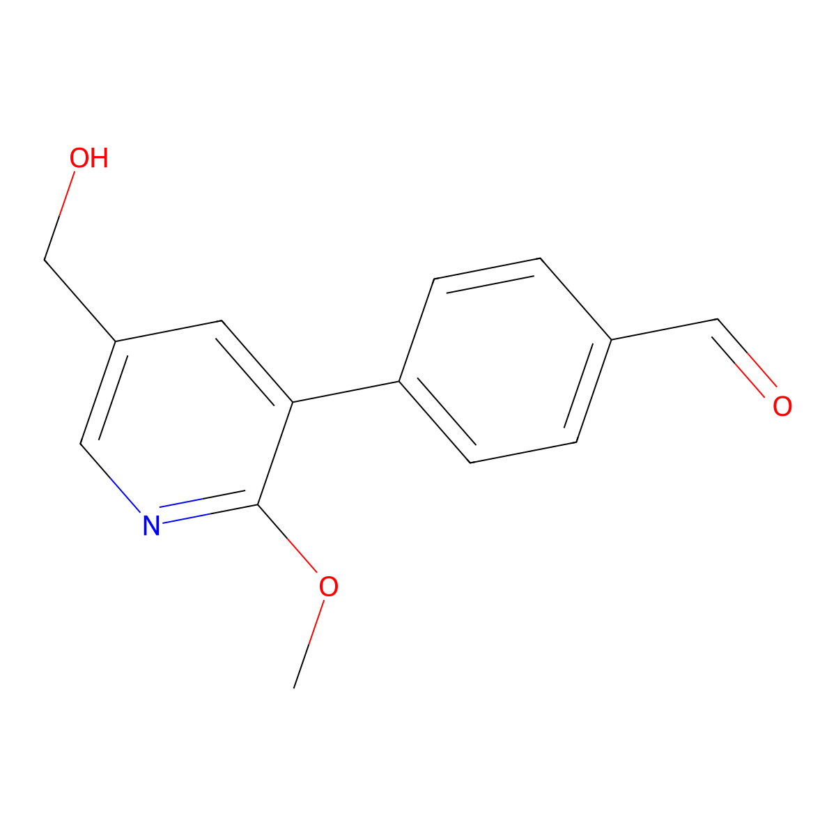 4-(5-(Hydroxymethyl)-2-methoxypyridin-3-yl)benzaldehyde molecular structure, CAS 2969472-72-6