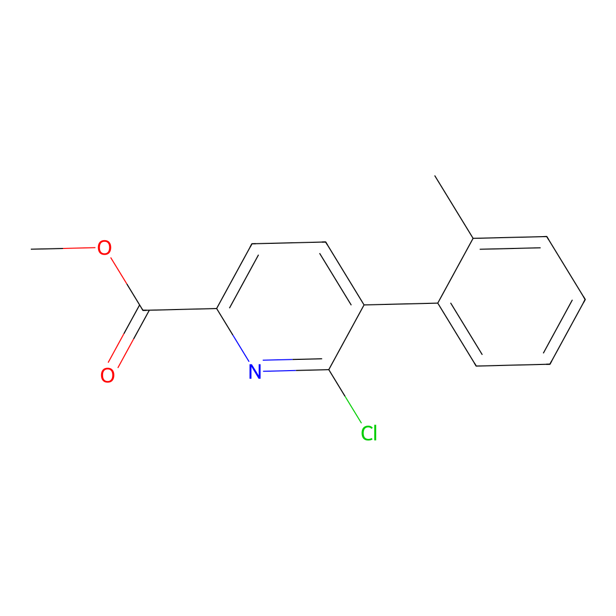 Methyl 6-chloro-5-(o-tolyl)picolinate molecular structure, CAS 2969473-63-8