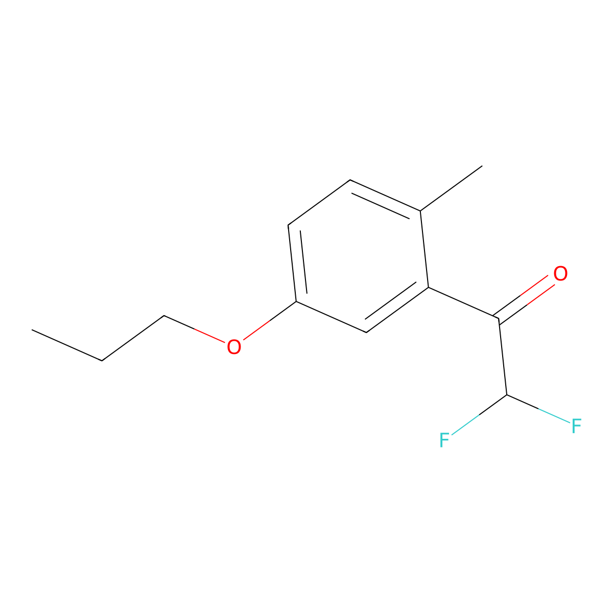 2,2-Difluoro-1-(2-methyl-5-propoxyphenyl)ethanone molecular structure, CAS 2969475-17-8