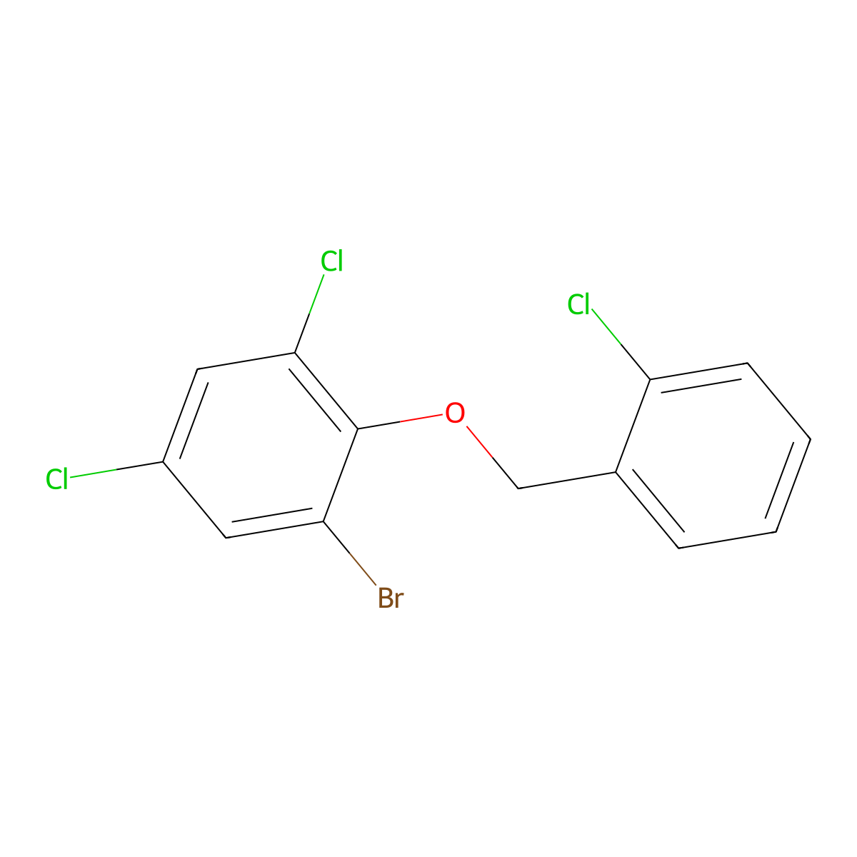 1-Bromo-3,5-dichloro-2-((2-chlorobenzyl)oxy)benzene molecular structure, CAS 2969476-34-2
