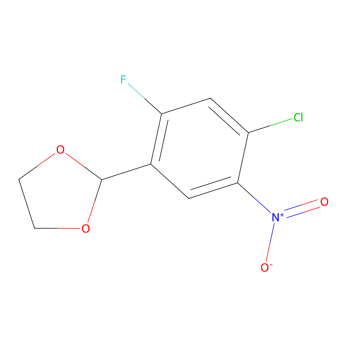 2-(4-Chloro-2-fluoro-5-nitrophenyl)-1,3-dioxolane molecular structure, CAS 2969476-60-4