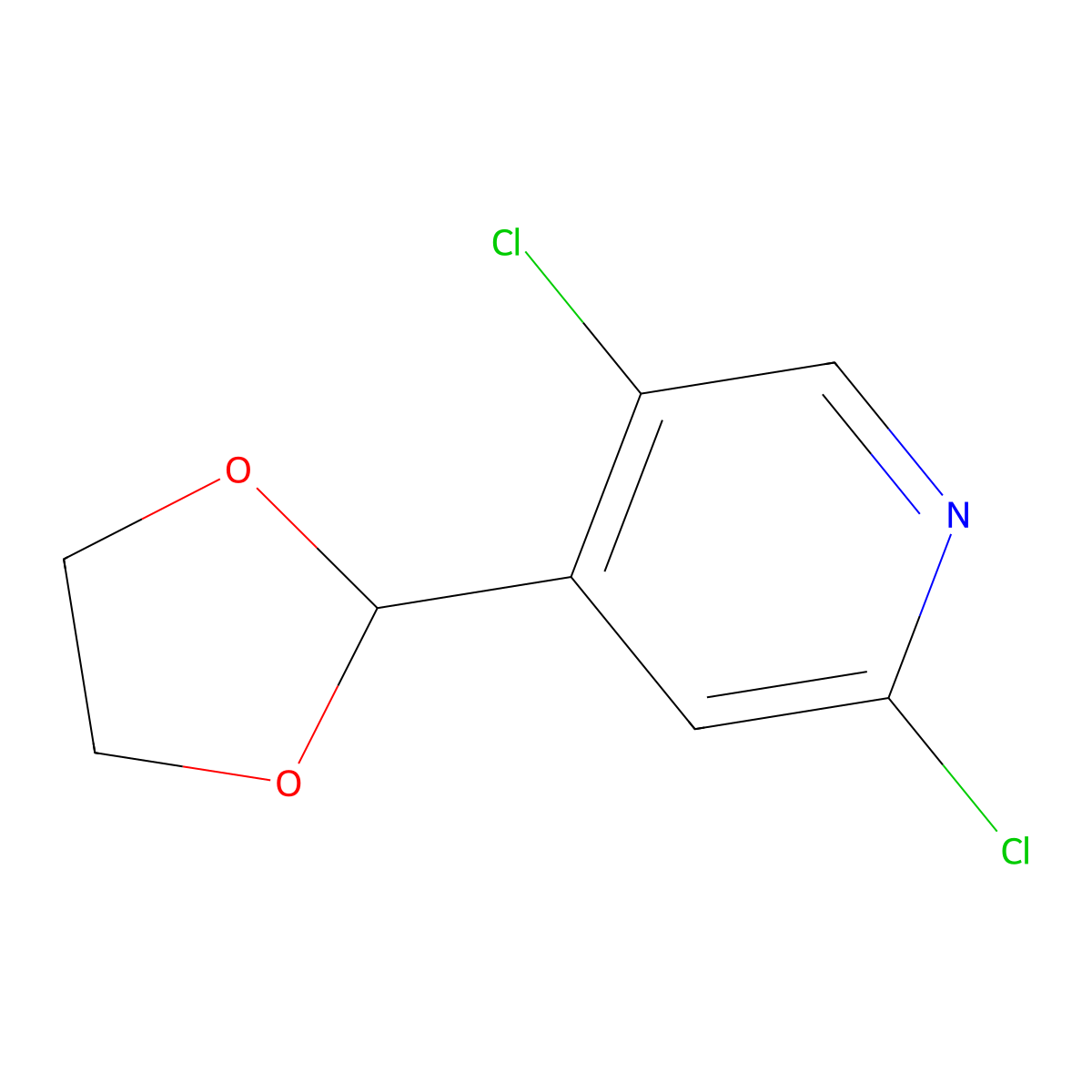 2,5-Dichloro-4-(1,3-dioxolan-2-yl)pyridine molecular structure, CAS 2969477-08-3