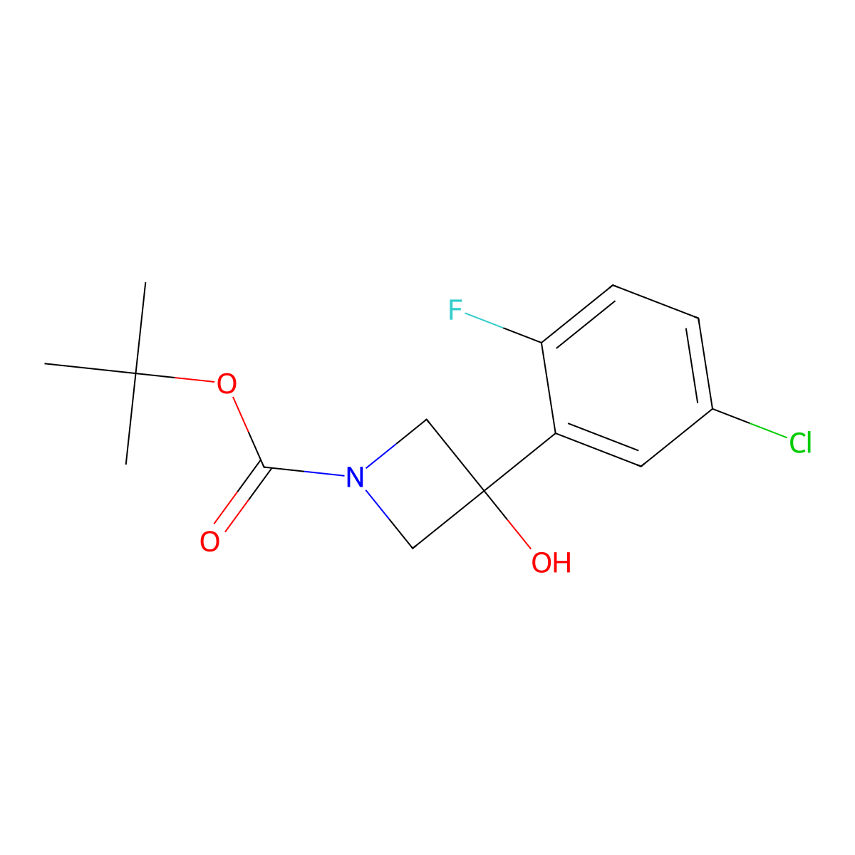 Tert-butyl 3-(5-chloro-2-fluorophenyl)-3-hydroxyazetidine-1-carboxylate molecular structure, CAS 2969477-56-1