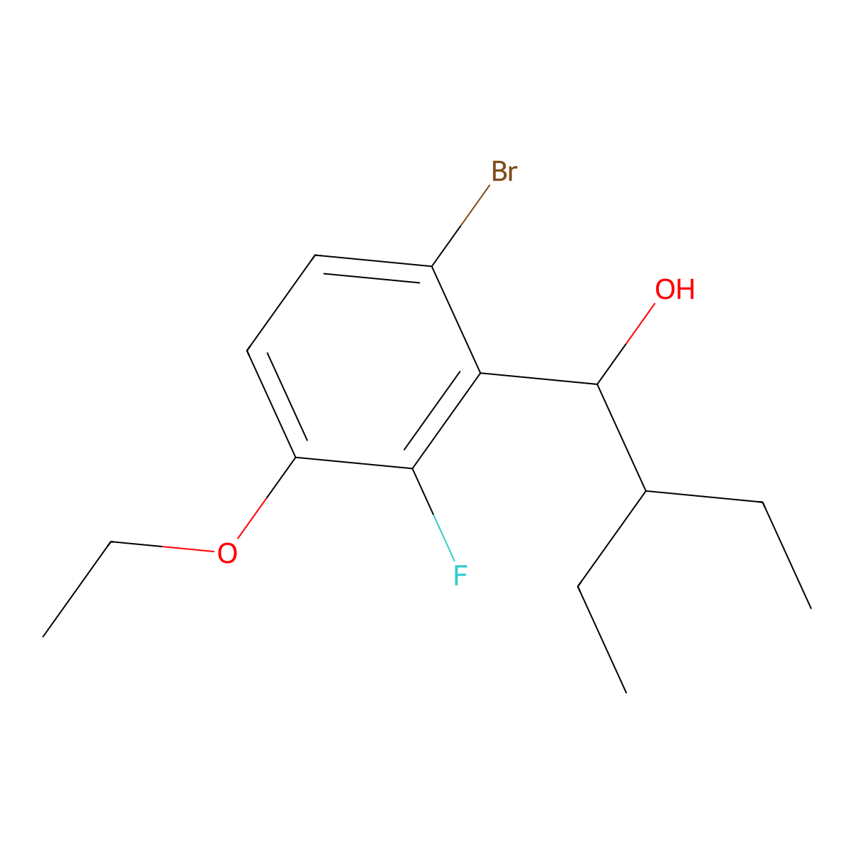 1-(6-Bromo-3-ethoxy-2-fluorophenyl)-2-ethylbutan-1-ol molecular structure, CAS 2969477-87-8