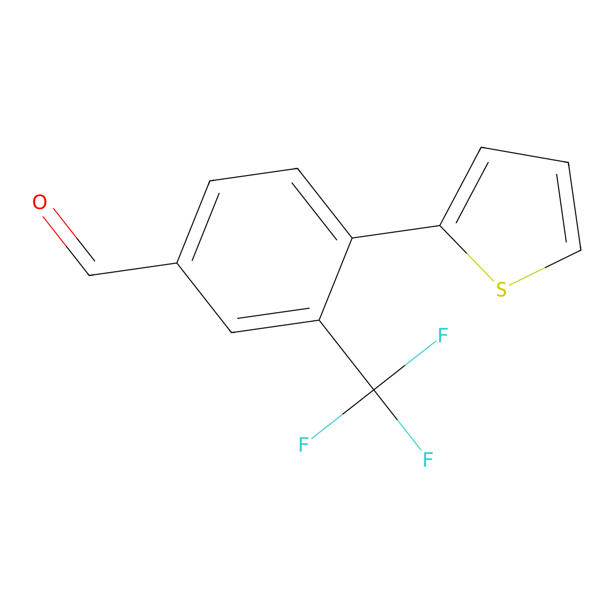 4-(Thiophen-2-yl)-3-(trifluoromethyl)benzaldehyde molecular structure, CAS 2969477-89-0