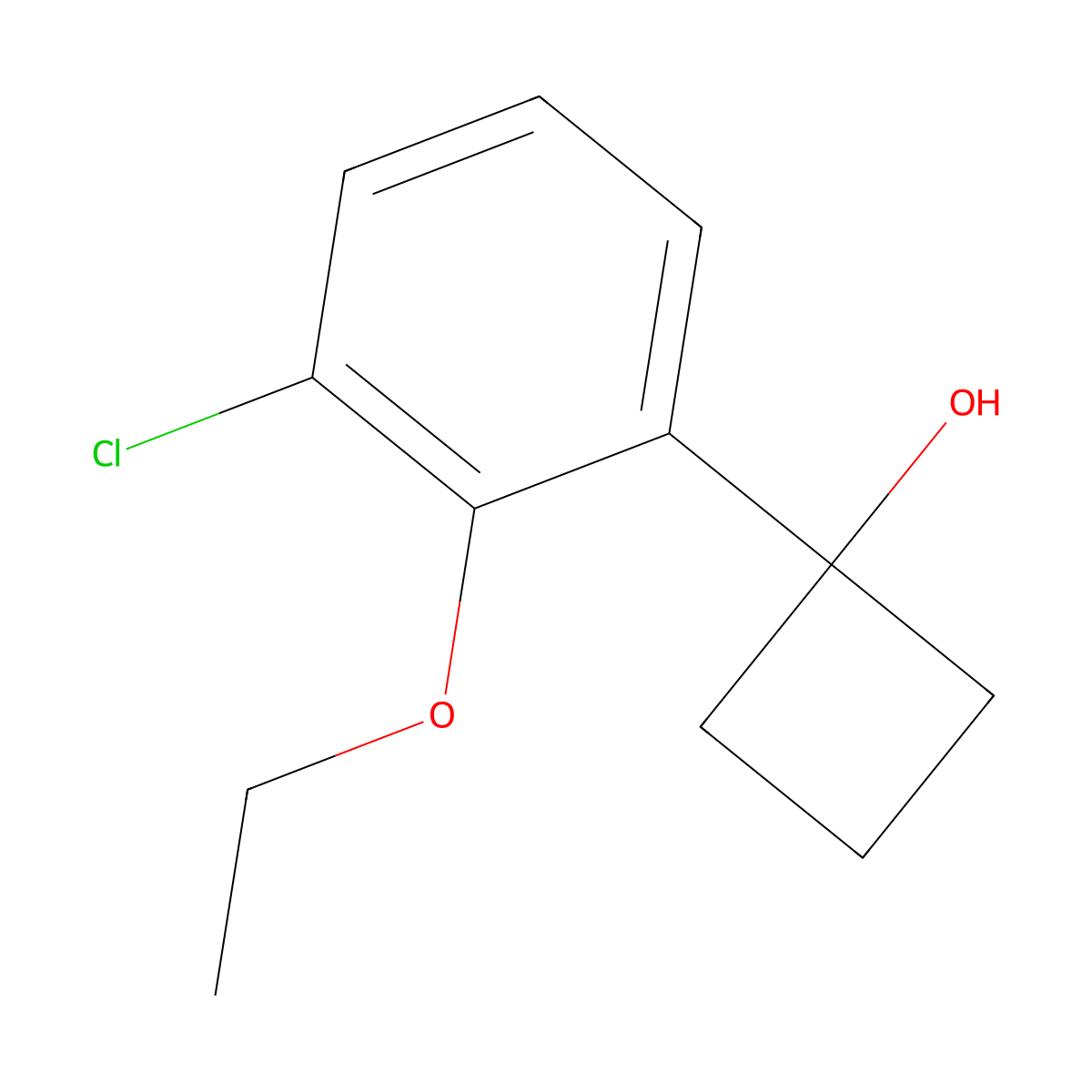 1-(3-Chloro-2-ethoxyphenyl)cyclobutanol molecular structure, CAS 2969479-22-7