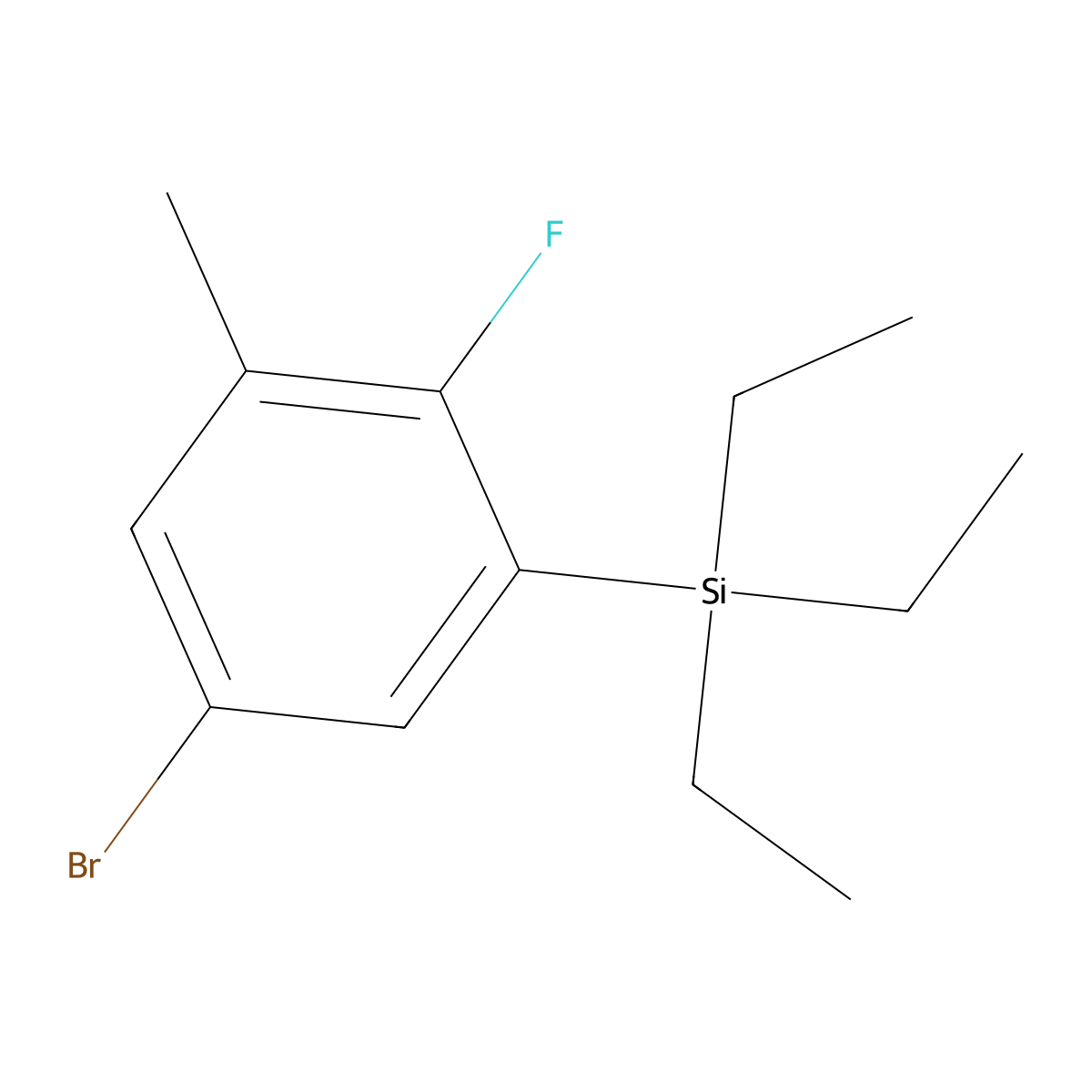 (5-Bromo-2-fluoro-3-methylphenyl)triethylsilane molecular structure, CAS 2969480-88-2