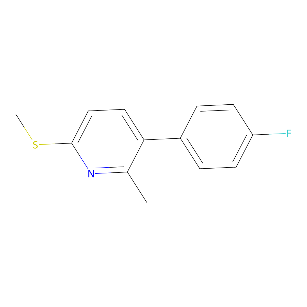 3-(4-Fluorophenyl)-2-methyl-6-(methylthio)pyridine molecular structure, CAS 2969482-21-9