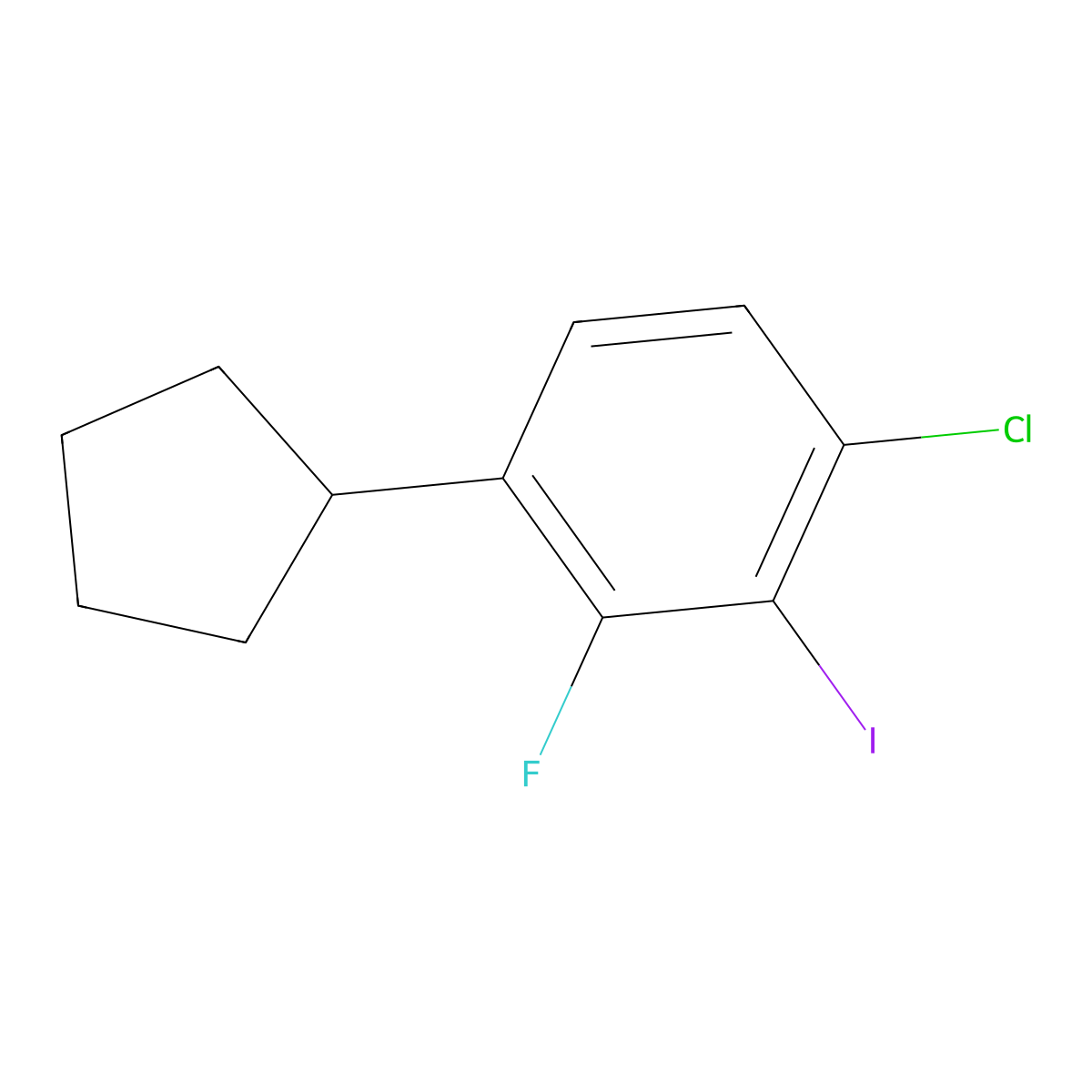 1-Chloro-4-cyclopentyl-3-fluoro-2-iodobenzene molecular structure, CAS 2969482-23-1