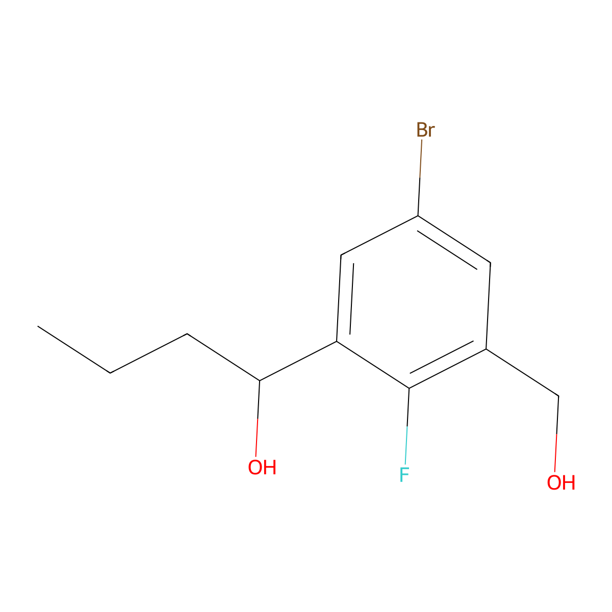 1-(5-Bromo-2-fluoro-3-(hydroxymethyl)phenyl)butan-1-ol molecular structure, CAS 2969482-25-3