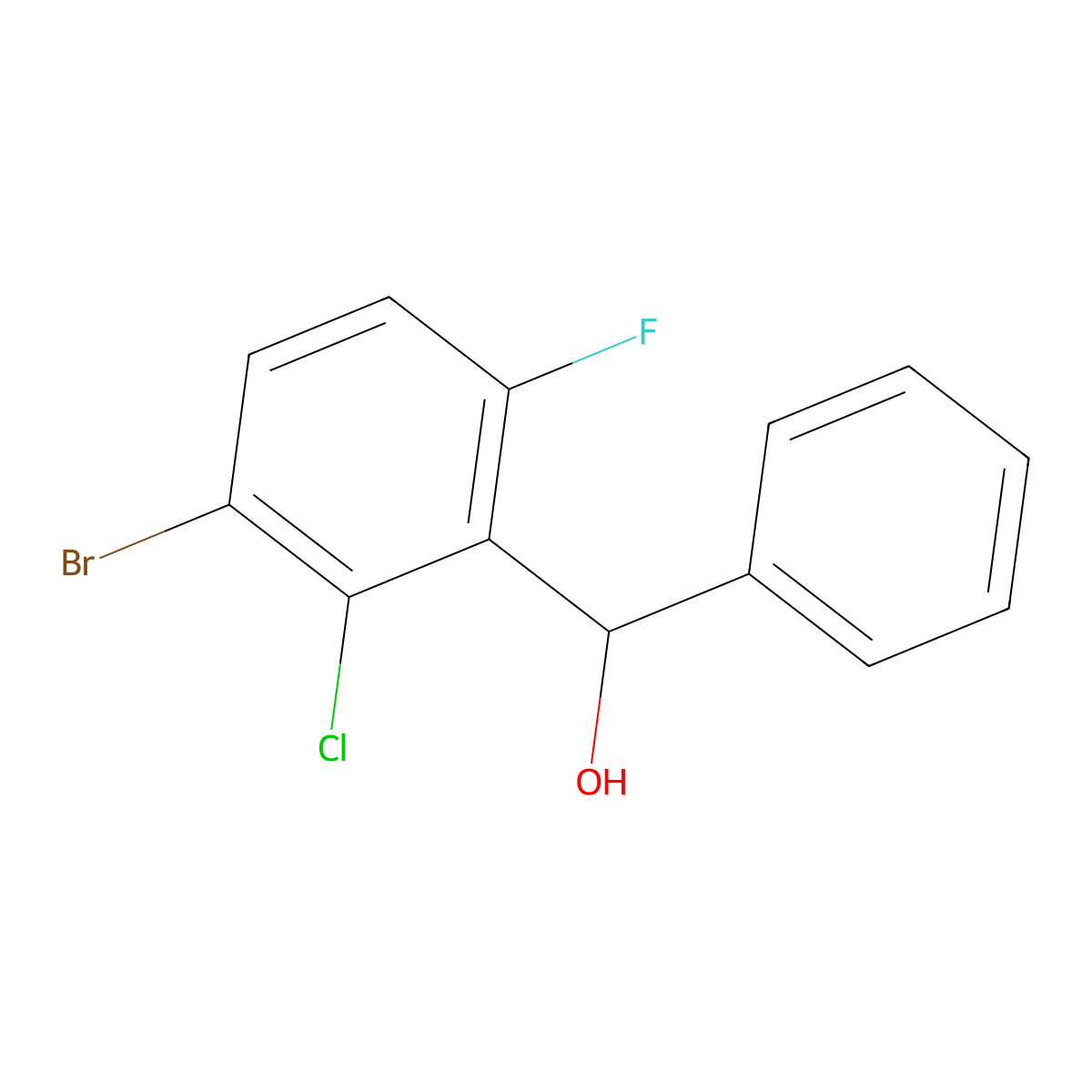 (3-Bromo-2-chloro-6-fluorophenyl)(phenyl)methanol molecular structure, CAS 2969484-38-4