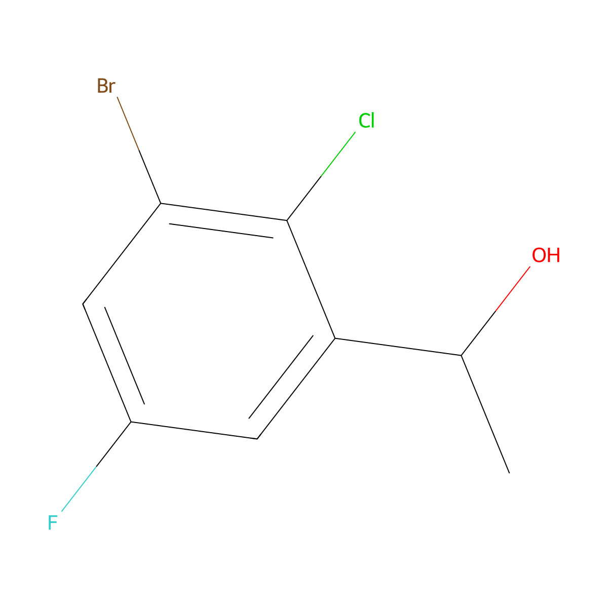 1-(3-Bromo-2-chloro-5-fluorophenyl)ethanol molecular structure, CAS 2969484-48-6