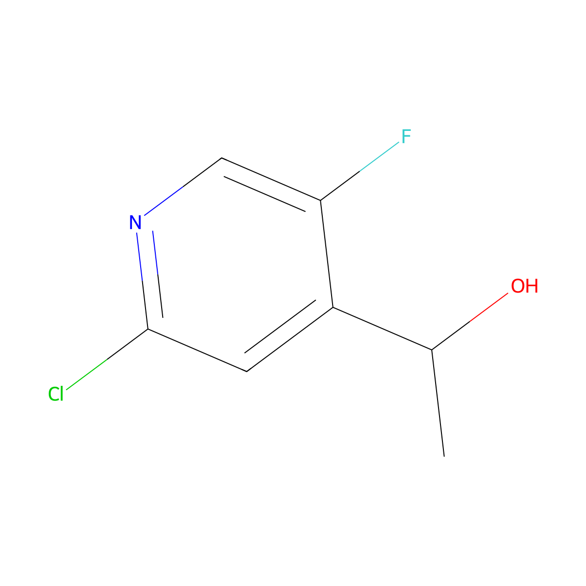 1-(2-Chloro-5-fluoropyridin-4-yl)ethanol molecular structure, CAS 2969485-36-5