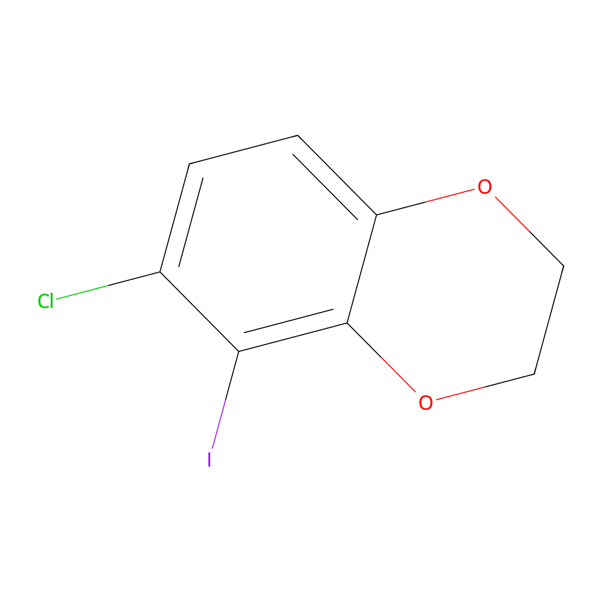 6-Chloro-5-iodo-2,3-dihydrobenzo[b][1,4]dioxine molecular structure, CAS 2969485-72-9
