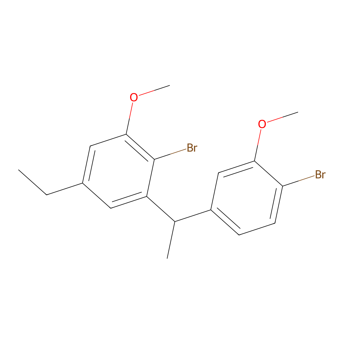 2-Bromo-1-(1-(4-bromo-3-methoxyphenyl)ethyl)-5-ethyl-3-methoxybenzene molecular structure, CAS 2969487-77-0