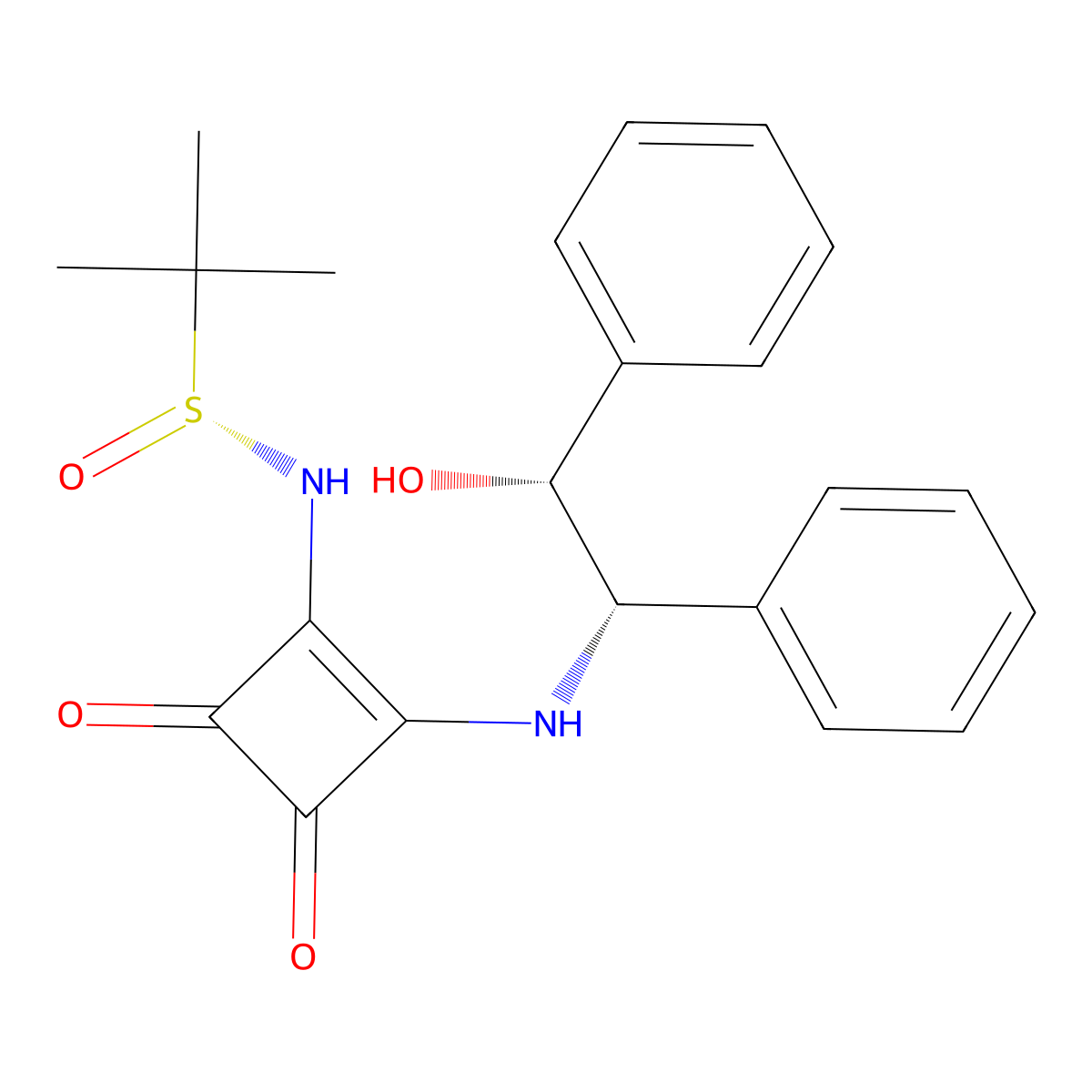 (R)-N-(2-(((1S,2R)-2-Hydroxy-1,2-diphenylethyl)amino)-3,4-dioxocyclobut-1-en-1-yl)-2-methylpropane-2-sulfinamide molecular structure, CAS 2969585-68-8