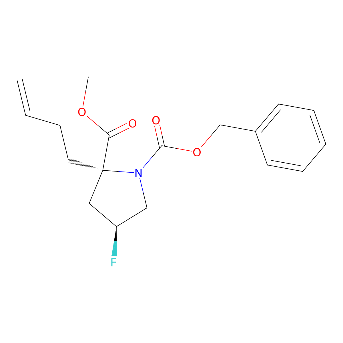 O1-benzyl O2-methyl (2S,4S)-2-but-3-enyl-4-fluoro-pyrrolidine-1,2-dicarboxylate molecular structure, CAS 2969617-21-6