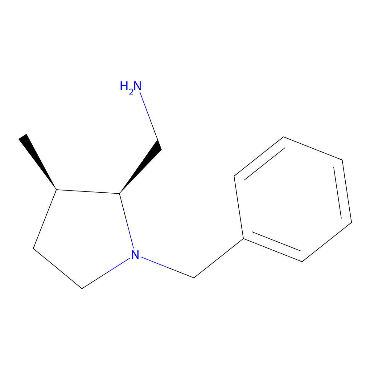 [cis-1-Benzyl-3-methyl-pyrrolidin-2-yl]methanamine molecular structure, CAS 2969617-67-0
