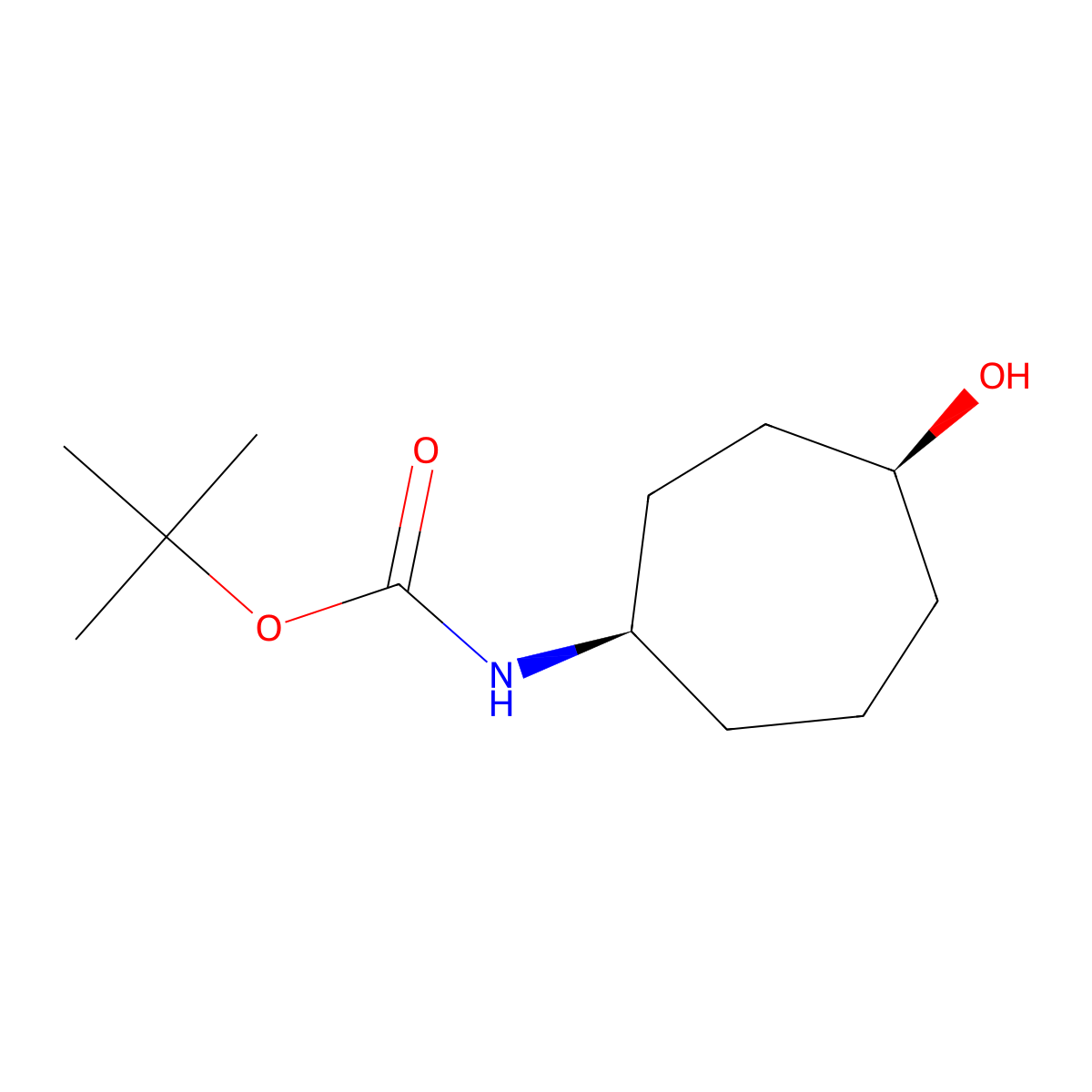 Tert-butyl N-[(1R,4S)-4-hydroxycycloheptyl]carbamate molecular structure, CAS 2969617-77-2