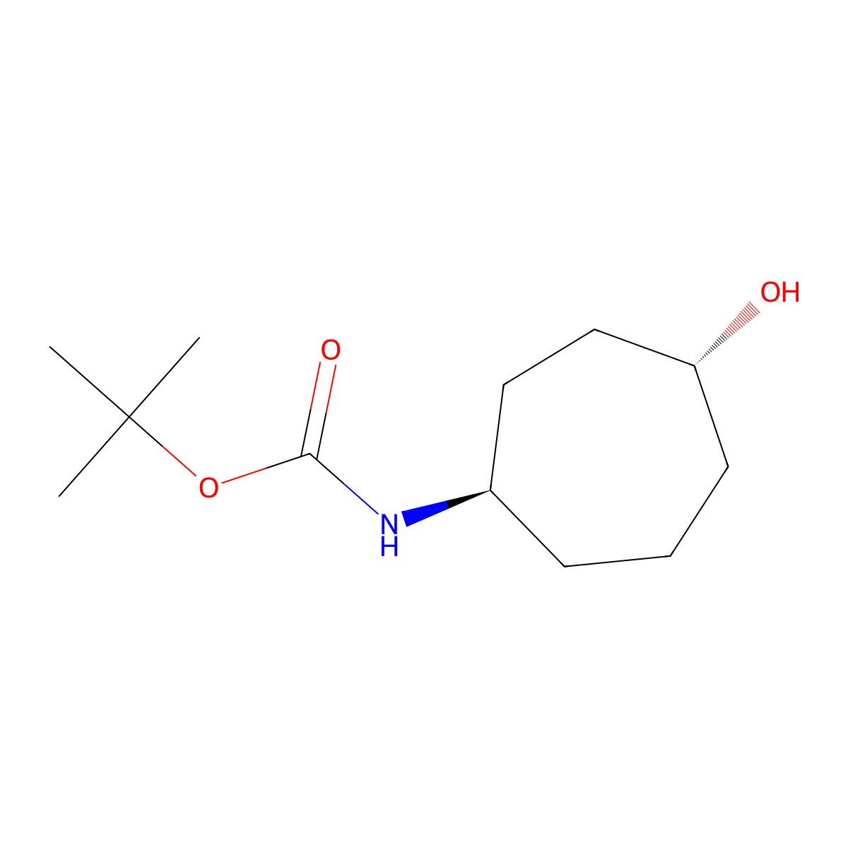 Tert-butyl N-[(1R,4R)-4-hydroxycycloheptyl]carbamate molecular structure, CAS 2969618-09-3
