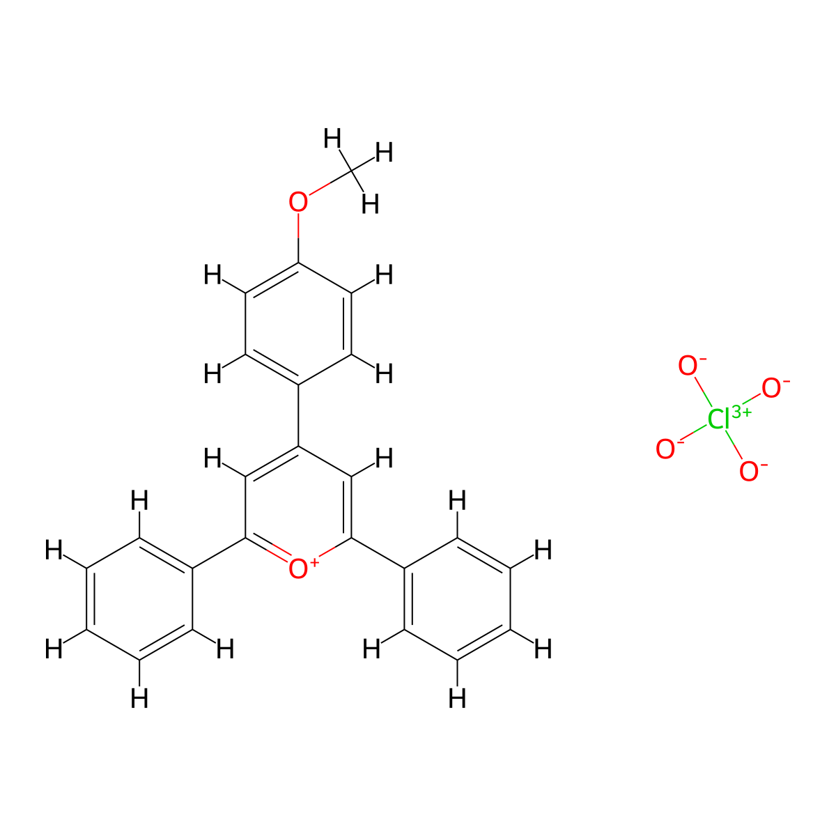 4-(4-Methoxyphenyl)-2,6-diphenylpyrylium perchlorate molecular structure, CAS 2970-08-3