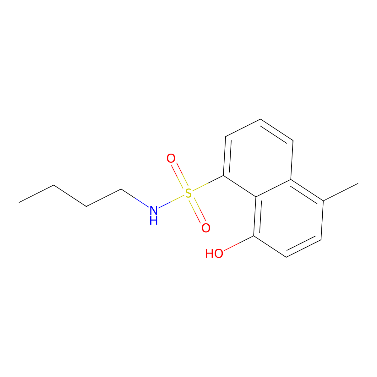 N-Butyl-8-hydroxy-5-methylnaphthalene-1-sulphonamide molecular structure, CAS 2970-26-5