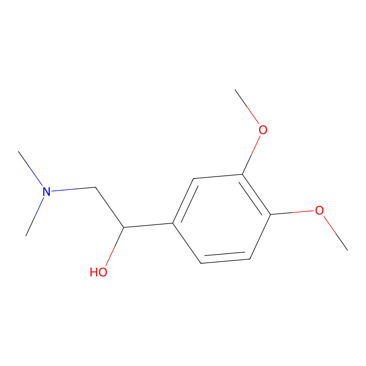 alpha-((Dimethylamino)methyl)-3,4-dimethoxybenzenemethanol molecular structure, CAS 2970-95-8
