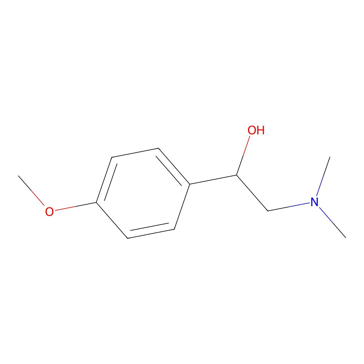 2-(Dimethylamino)-1-(4-methoxyphenyl)ethanol molecular structure, CAS 2970-99-2