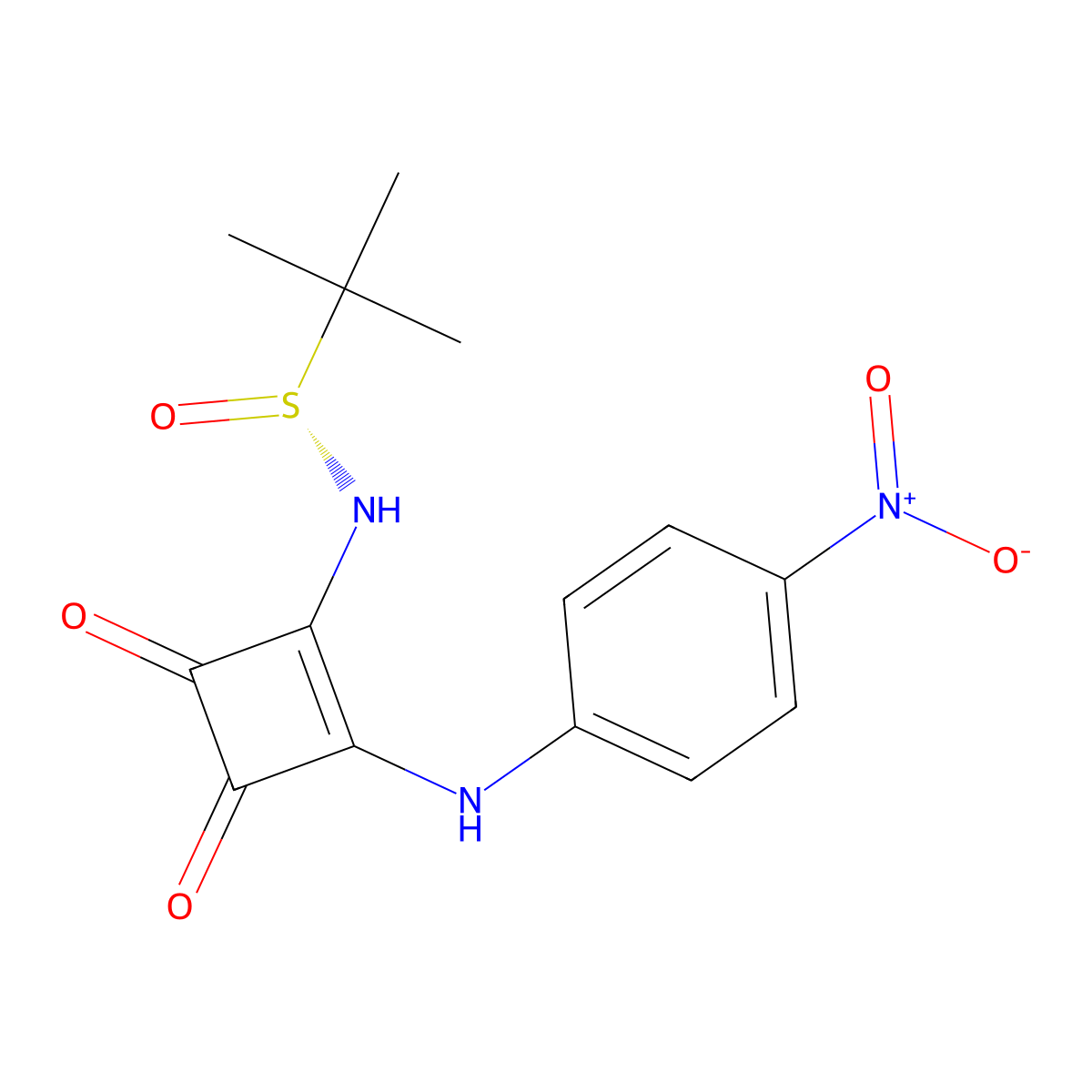 (R)-2-Methyl-N-(2-((4-nitrophenyl)amino)-3,4-dioxocyclobut-1-en-1-yl)propane-2-sulfinamide molecular structure, CAS 2970001-76-2
