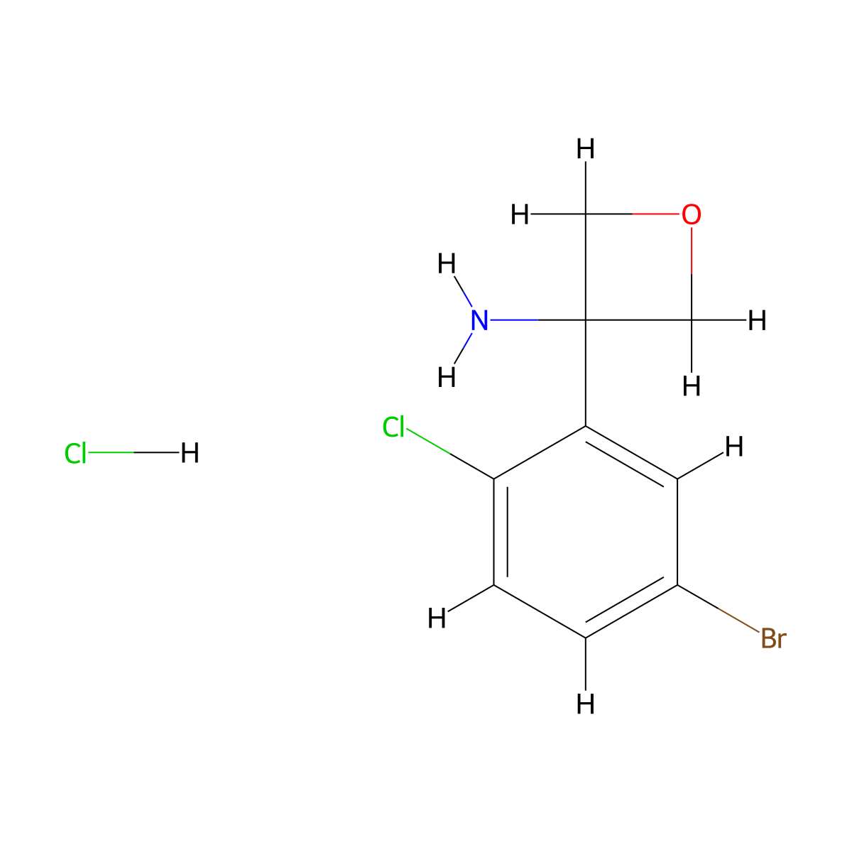 3-(5-Bromo-2-chlorophenyl)oxetan-3-amine hydrochloride molecular structure, CAS 2970121-68-5