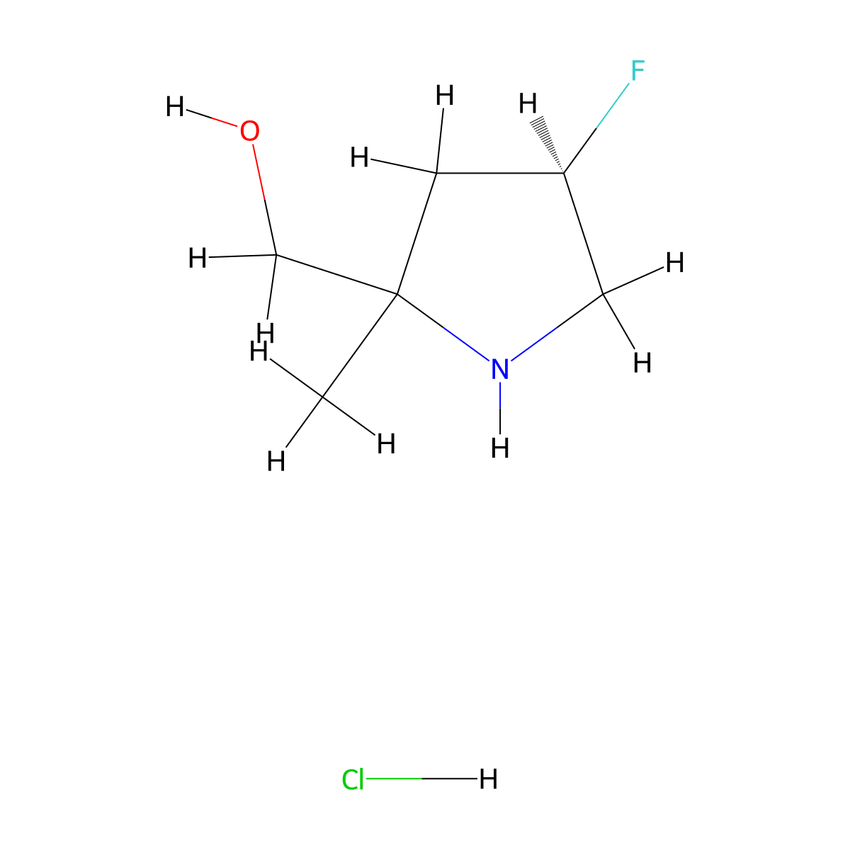 [(4R)-4-fluoro-2-methyl-pyrrolidin-2-yl]methanol;hydrochloride molecular structure, CAS 2970212-89-4