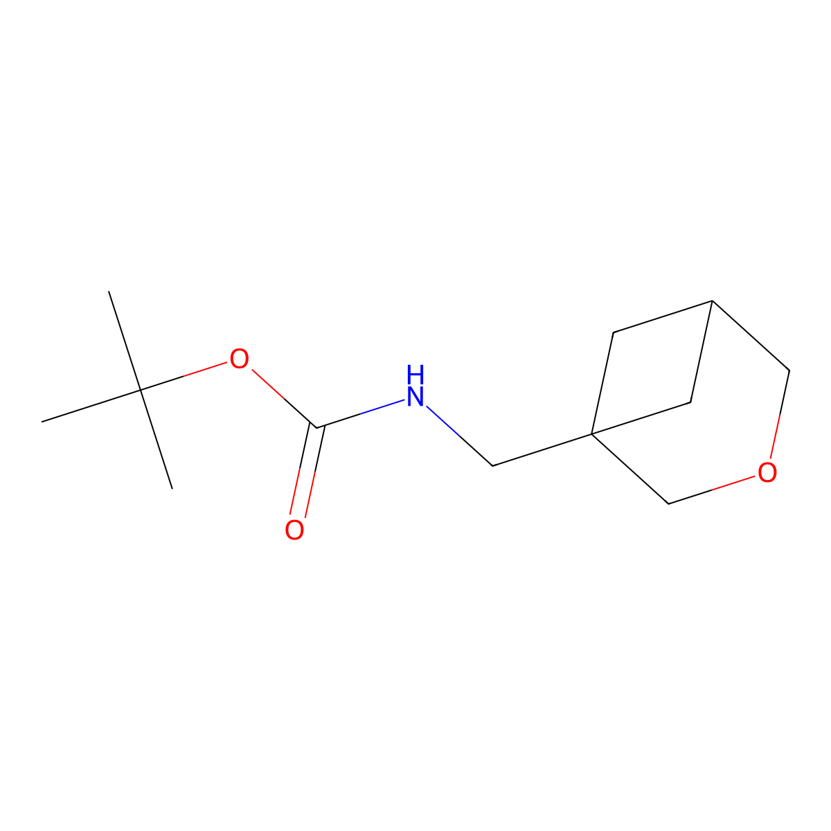 Tert-butyl N-(3-oxabicyclo[3.1.1]heptan-1-ylmethyl)carbamate molecular structure, CAS 2970213-92-2