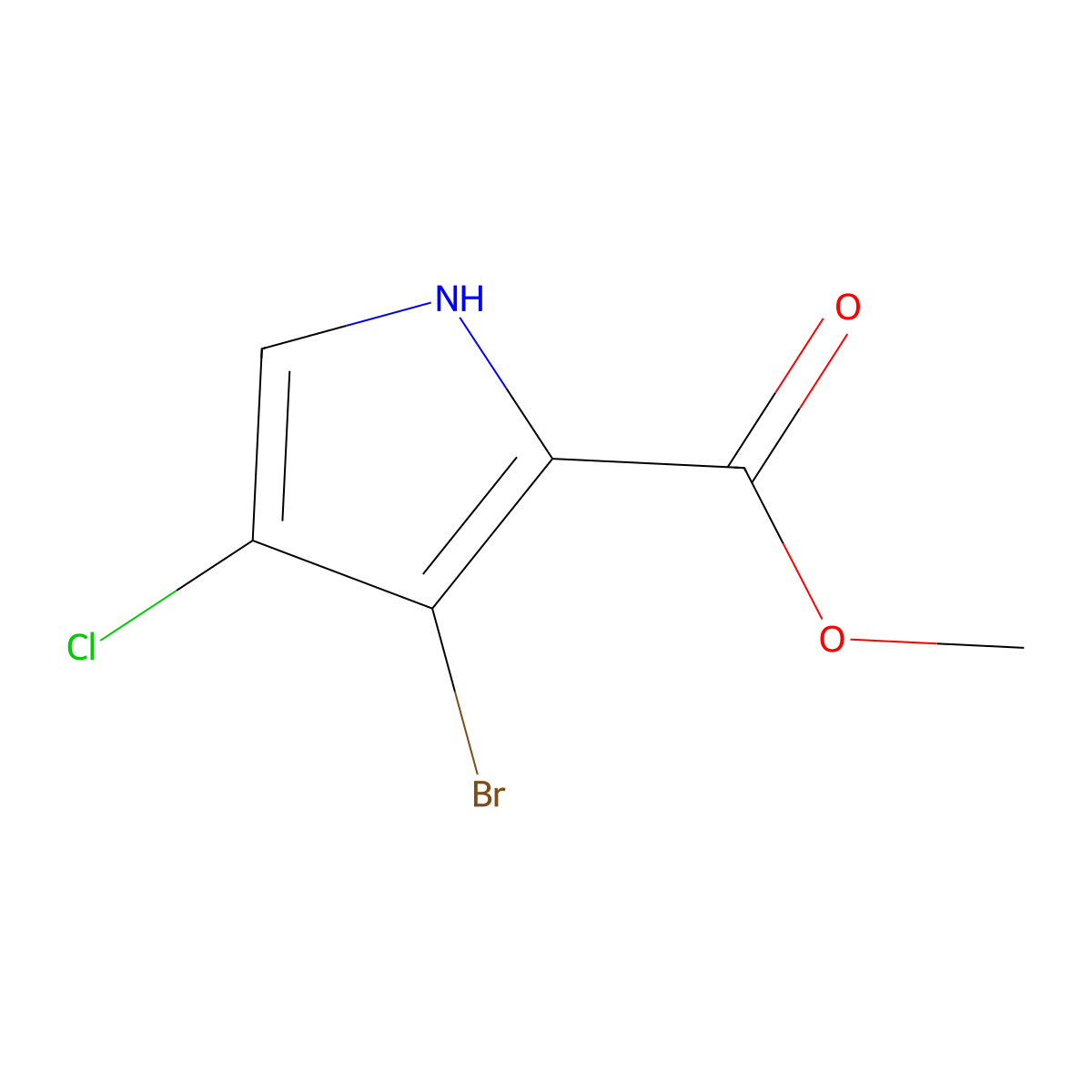 Methyl 3-bromo-4-chloro-1H-pyrrole-2-carboxylate molecular structure, CAS 2970214-30-1