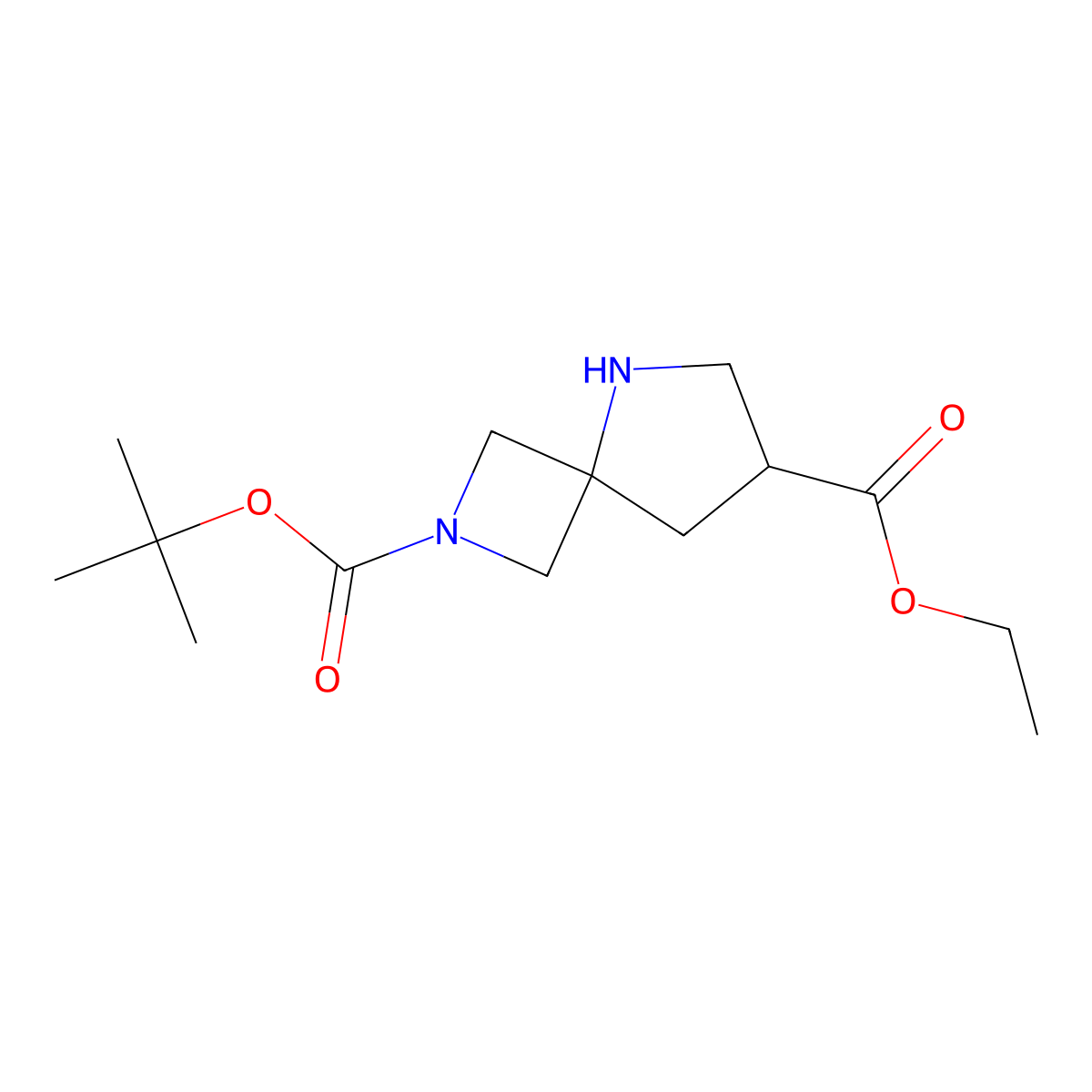 O2-tert-butyl O7-ethyl 2,5-diazaspiro[3.4]octane-2,7-dicarboxylate molecular structure, CAS 2970214-47-0