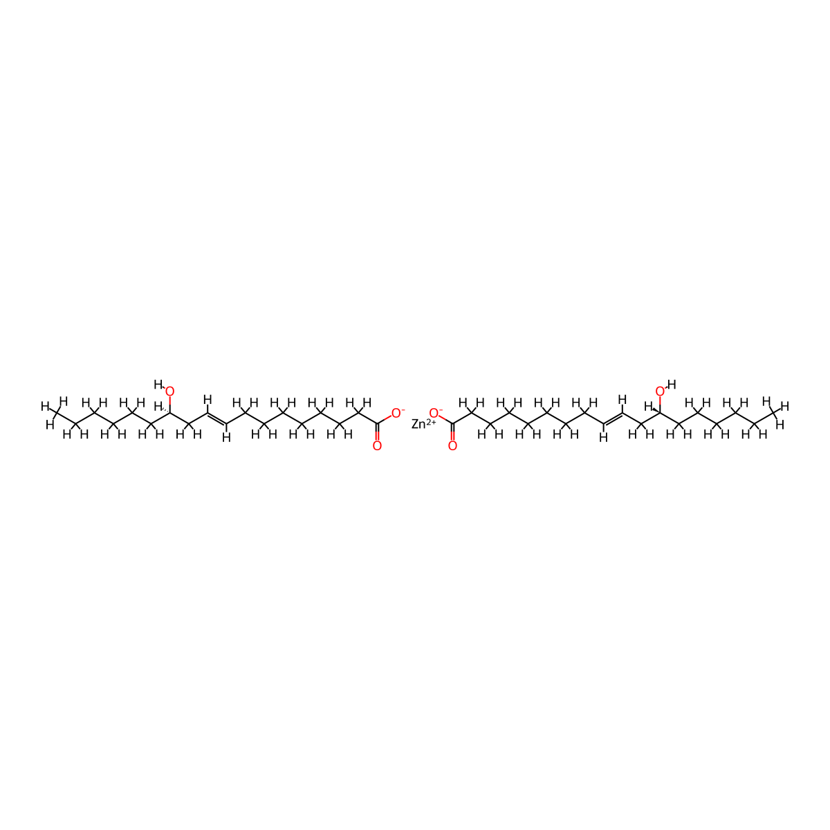 Zinc(II) (R,E)-12-hydroxyoctadec-9-enoate molecular structure, CAS 29704-44-7