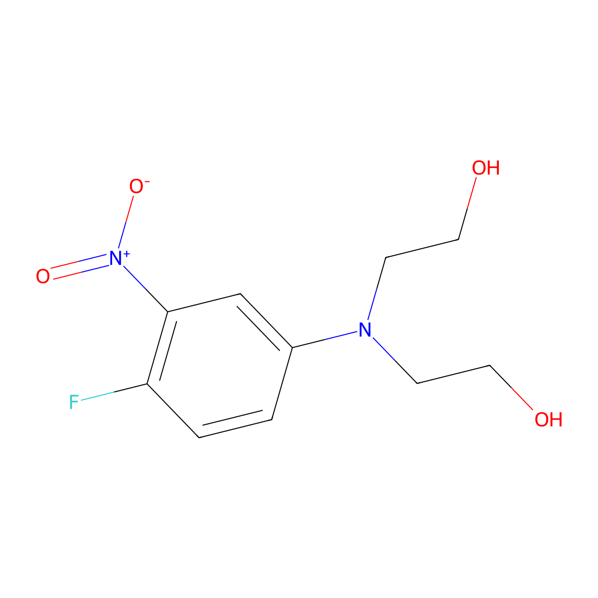 Ethanol, 2,2'-((4-fluoro-3-nitrophenyl)imino)bis- molecular structure, CAS 29705-38-2