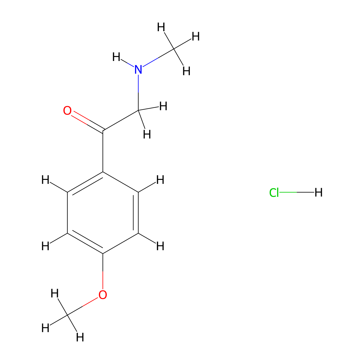 1-(4-Methoxyphenyl)-2-(methylamino)ethanone hydrochloride molecular structure, CAS 29705-80-4