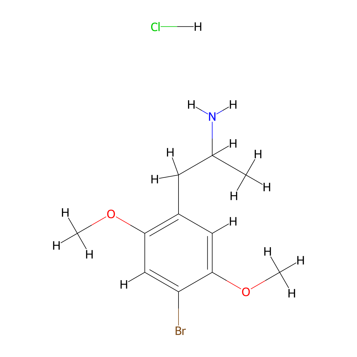 Brolamfetamine hydrochloride molecular structure, CAS 29705-96-2