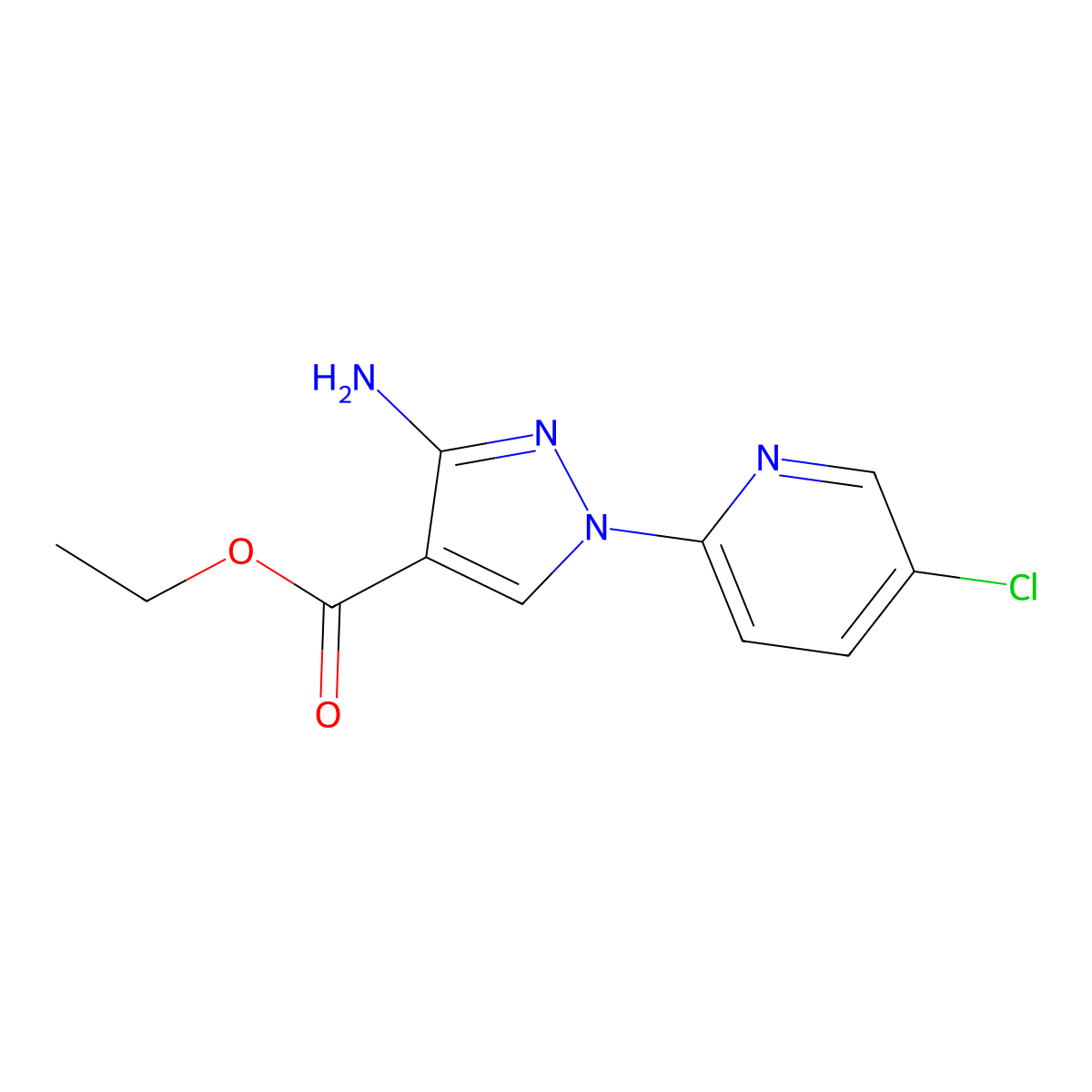 ethyl 3-amino-1-(5-chloropyridin-2-yl)-1H-pyrazole-4-carboxylate molecular structure, CAS 2970586-58-2