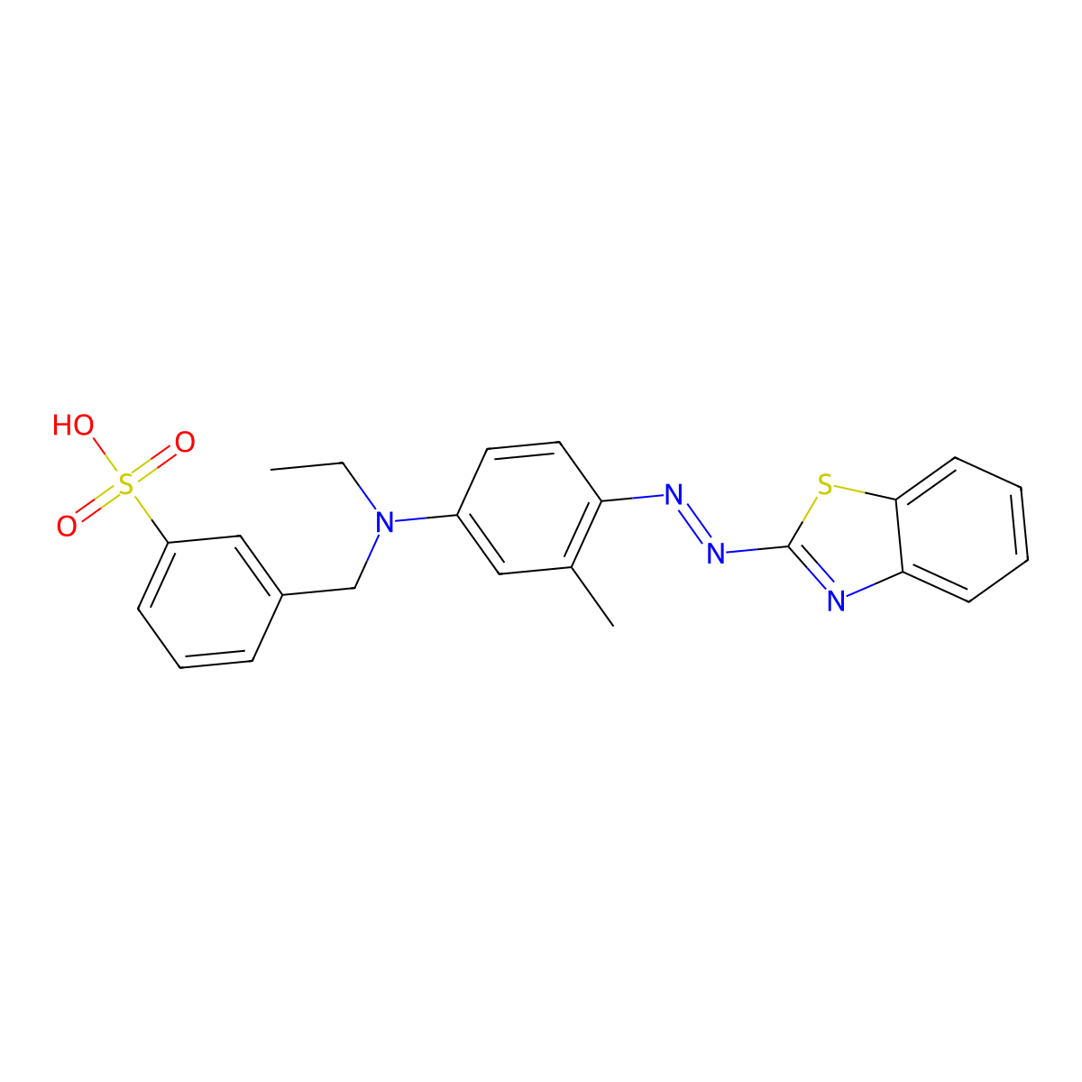 3-[[[4-[2-(2-Benzothiazolyl)diazenyl]-3-methylphenyl]ethylamino]methyl]benzenesulfonic acid molecular structure, CAS 29706-48-7