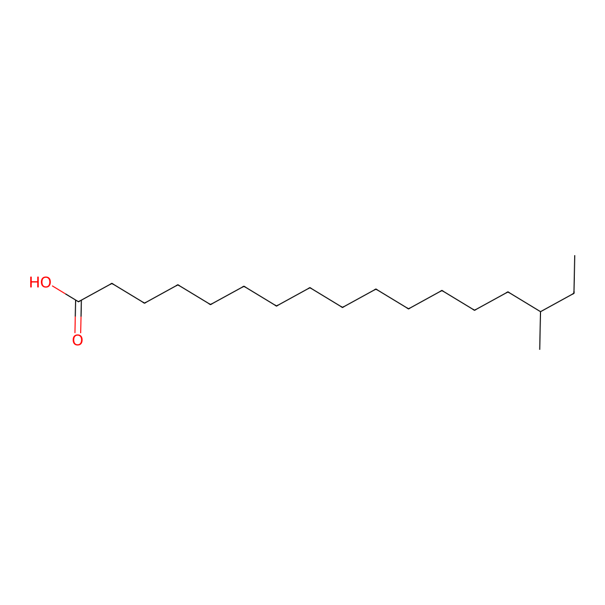 15-Methylheptadecanoic acid molecular structure, CAS 29709-08-8