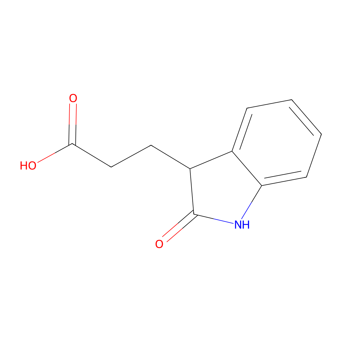3-(2-oxo-2,3-dihydro-1H-indol-3-yl)propanoic acid molecular structure, CAS 2971-17-7