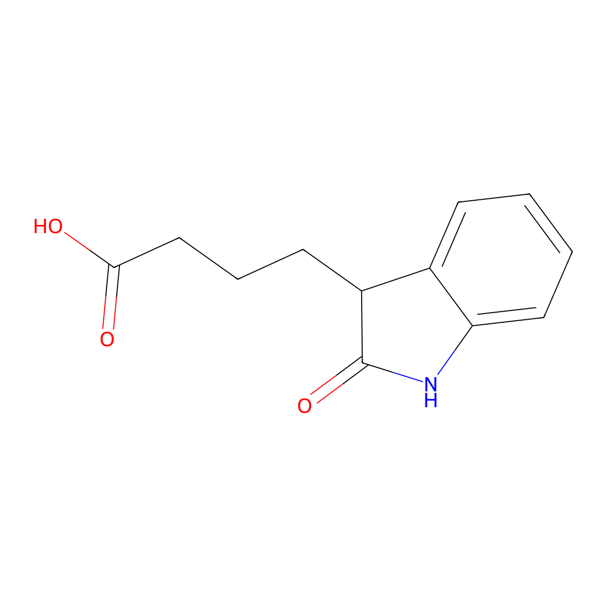 4-(2-oxo-2,3-dihydro-1H-indol-3-yl)butanoic acid molecular structure, CAS 2971-18-8