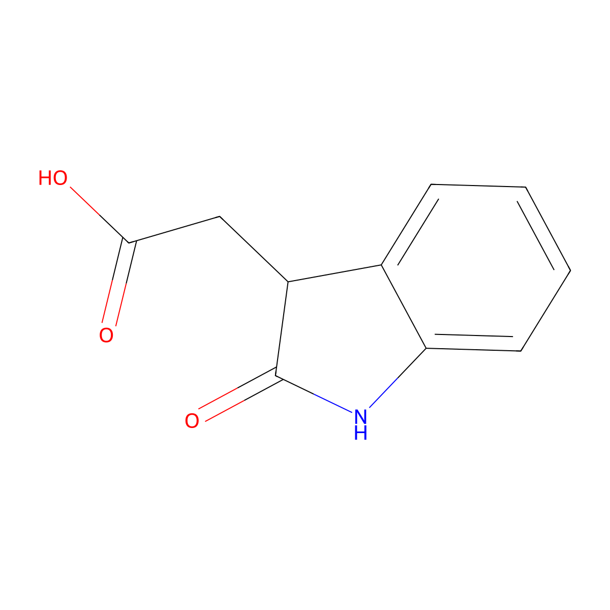 Oxindole-3-acetic acid molecular structure, CAS 2971-31-5