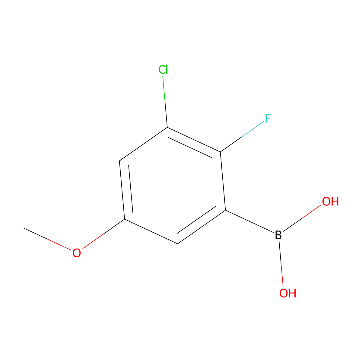 (3-Chloro-2-fluoro-5-methoxyphenyl)boronic acid molecular structure, CAS 2971027-12-8
