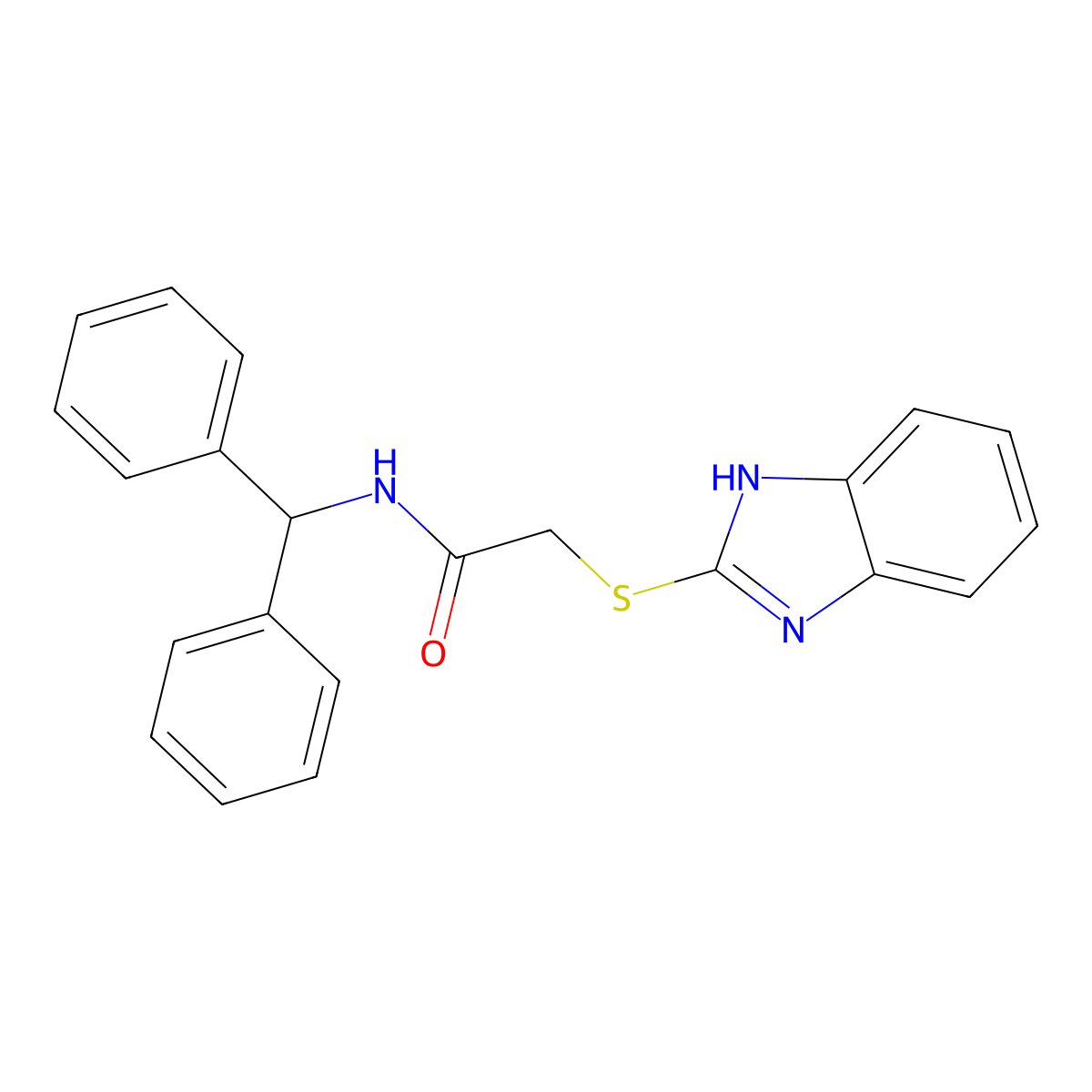 N-benzhydryl-2-(1H-benzimidazol-2-ylsulfanyl)acetamide molecular structure, CAS 297138-18-2