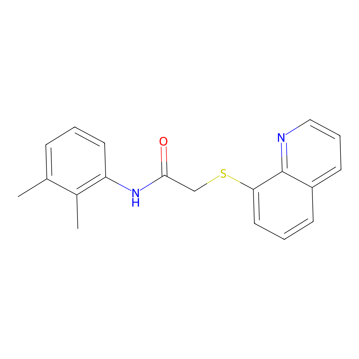 N-(2,3-dimethylphenyl)-2-quinolin-8-ylsulfanylacetamide molecular structure, CAS 297138-32-0